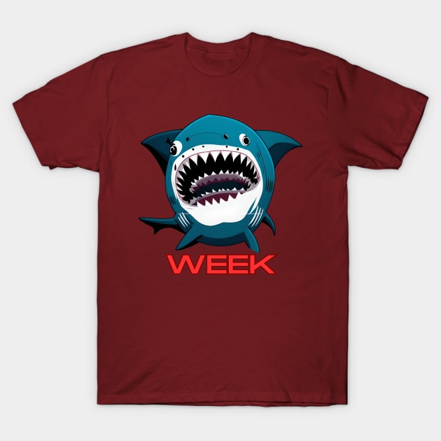 Shark Week (razor teeth shark character) T-Shirt by PersianFMts